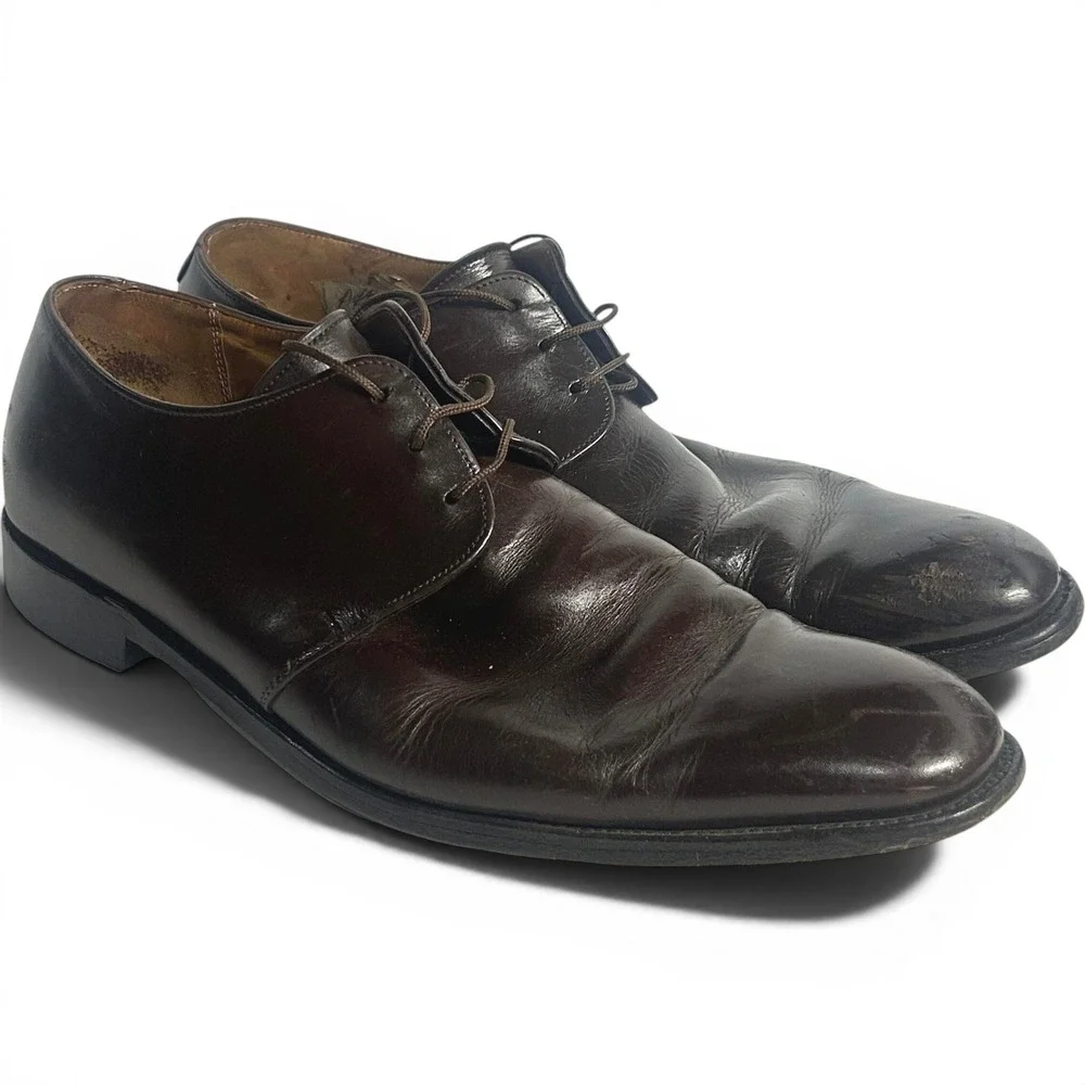 Cheaney Handcrafted Derby Shoes Dark Brown Mens 11 Made In England Leather